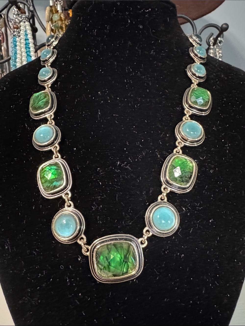 Napier Green and Blue Cabochon Necklace